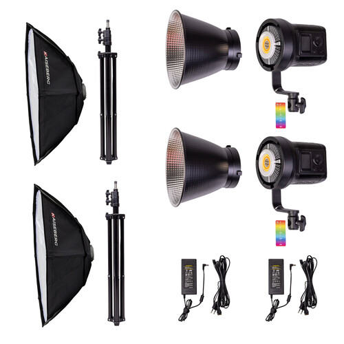 Kaiseberg SK-135FR RGB AIR Spotlight Işık 95cm Octagon Softbox Set - İkili Kit