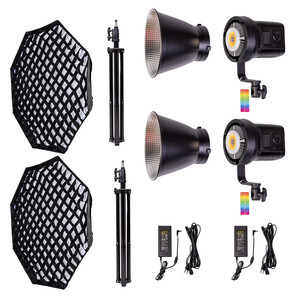Kaiseberg SK-135FR RGB AIR Spotlight Işık 95cm Octagon Softbox Set - İkili Kit - Thumbnail