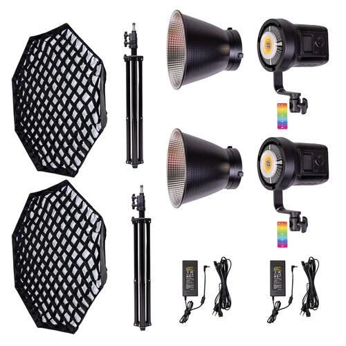 Kaiseberg SK-135FR RGB AIR Spotlight Işık 95cm Octagon Softbox Set - İkili Kit
