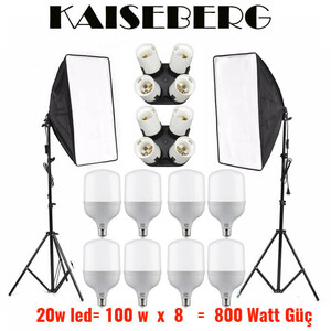 Kaiseberg - Kaiseberg Softbox Sürekli Led Işık Seti ( 8 duylu ) Kaiseberg - Kaiseberg Softbox Sürekli Led Işık Seti ( 8 duylu )
