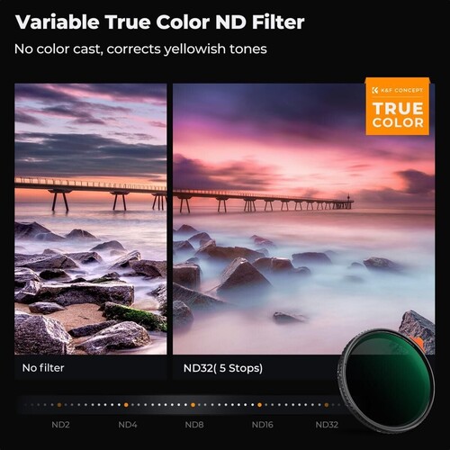 K&F Concept 77mm NANO-X ND2-32 (1-5 Stop) True Color Ultra Değişken Filtre