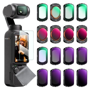 K&F Concept - K&F Concept DJI Osmo Pocket 4P İçin 16 Parça Filtre Seti (Black Mist 1/4 + Black Mist 1/8 + UV + Işık Kirliliği Azaltma + CPL)