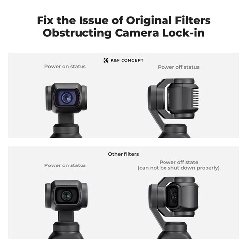 K&F Concept DJI Osmo Pocket 4P İçin 16 Parça Filtre Seti (Black Mist 1/4 + Black Mist 1/8 + UV + Işık Kirliliği Azaltma + CPL)
