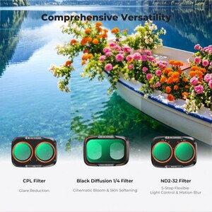 K&F Concept - K&F Concept DJI Osmo Pocket 4P İçin 3 Parça Filtre Seti (CPL + Black Mist 1/4 + ND2-32) (Metal) (1)