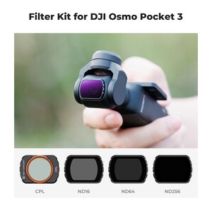 K&F Concept - K&F Concept DJI Osmo Pocket 4P İçin 4 Parça Filtre Seti (CPL + ND16 + ND64 + ND256) (Plastik)