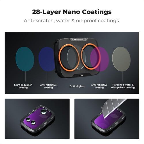 K&F Concept DJI Osmo Pocket 4P İçin 4 Parça Filtre Seti (CPL + ND16 + ND64 + ND256) (Plastik)