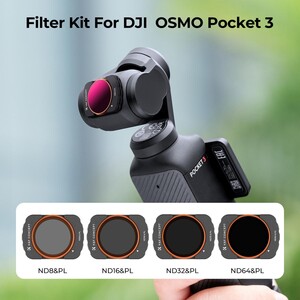 K&F Concept - K&F Concept DJI Osmo Pocket 4P İçin 4 Parça ND/PL Filtre Seti (ND8/PL, ND16/PL, ND32/PL, ND64/PL) (Plastik)