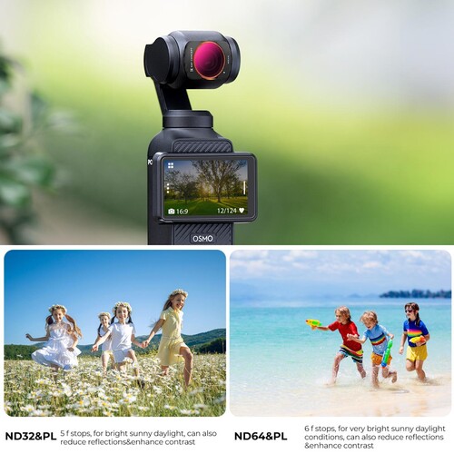 K&F Concept DJI Osmo Pocket 4P İçin 4 Parça ND/PL Filtre Seti (ND8/PL, ND16/PL, ND32/PL, ND64/PL) (Plastik)