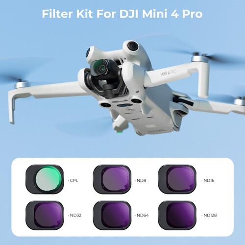 K&F DJI Mini 4 Pro Filtre Kiti 6'lı Paket (CPL + ND8 + ND16 + ND32 + ND64 + ND128)