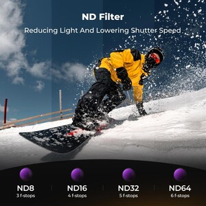 K&F NANO-X ND8 ND16 ND32 ND64 4'lü Filtre Kiti DJI Osmo Action 6 ile uyumlu Çok Katmanlı Kaplamalı Işık Azaltma Pozlama Kontrolü Optik Cam Filtreler - Thumbnail