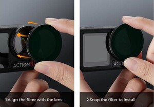 K&F ND32-512 DJI Osmo Action 5 Pro/Osmo Action 4/Osmo Action 3 ile Uyumlu Değişken Filtre - Thumbnail