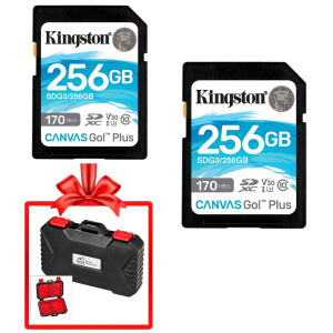 Kingston - Kingston 256GB 170MB/s V30 İkili SD Hafıza Kartı + SD Saklama Kutusu Hediye Kingston - Kingston 256GB 170MB/s V30 İkili SD Hafıza Kartı + SD Saklama Kutusu Hediye