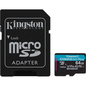 Kingston - Kingston 64GB microSDXC Canvas Go! Plus Gen4 200MB/s A2 U3 V30 + Adaptör (1)