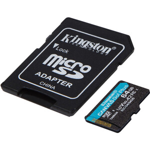 Kingston 64GB microSDXC Canvas Go! Plus Gen4 200MB/s A2 U3 V30 + Adaptör - Thumbnail