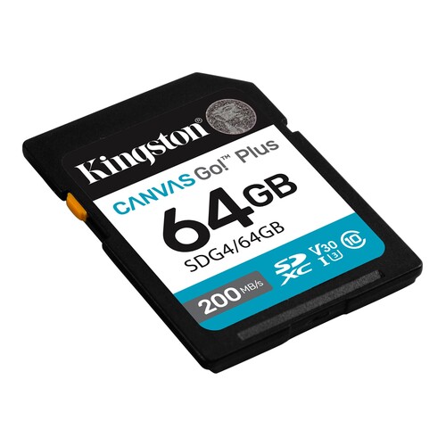 Kingston 64GB SDXC Canvas Go! Plus Gen4 200MB/s C10 UHS-I U3 V30