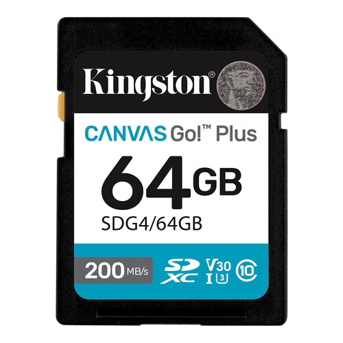 Kingston 64GB SDXC Canvas Go! Plus Gen4 200MB/s C10 UHS-I U3 V30
