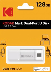 Kodak - Kodak 128GB 3.2 Gen1 Type-C + USB Bellek (K200W)
