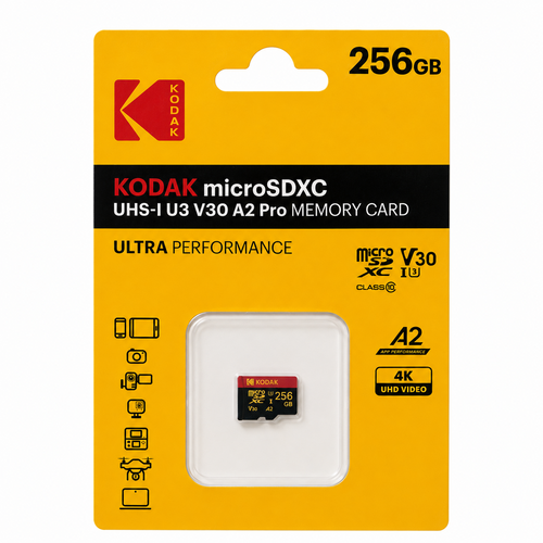 Kodak 256GB UHS-I U3 V30 PRO microSDXC Hafıza Kartı