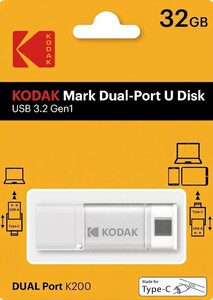 Kodak - Kodak 32GB 3.2 Gen1 Type-C + USB Bellek (K200W)