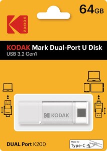 Kodak - Kodak 64GB 3.2 Gen1 Type-C + USB Bellek (K200W)