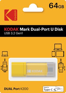 Kodak - Kodak 64GB 3.2 Gen1 Type-C + USB Bellek (K200Y)