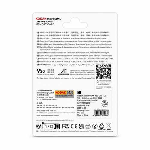 Kodak 64GB microSD UHS-I U3/V30/A1 Hafıza Kartı (KI330)
