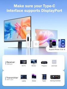 LEMORELE P200 Kablosuz HDMI/USB C Görüntü Aktarım Cıhazı - Thumbnail