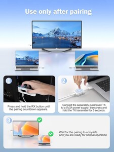 LEMORELE P300 Kablosuz HDMI/USB C Görüntü Aktarım Cıhazı - Thumbnail