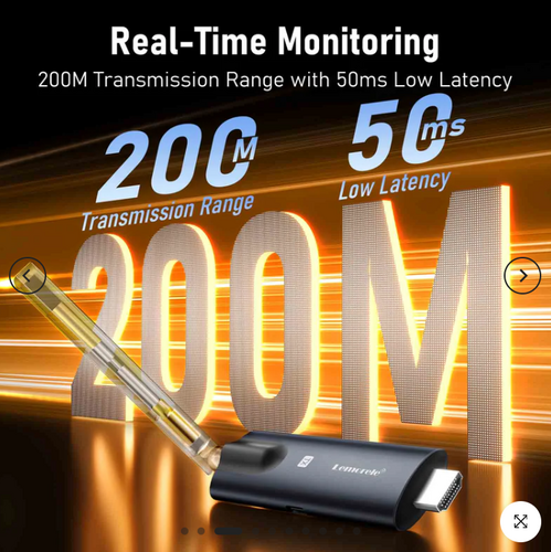 LEMORELE R1000 1TX & 1RX Kablosuz HDMI Görüntü Aktarım Cıhazı