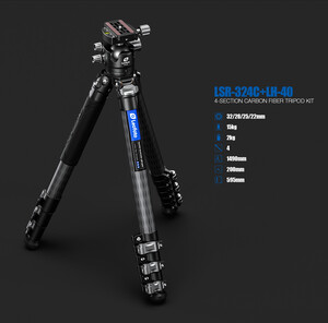 Leofoto - Leofoto LSR-324C+LH-40 Profesyonel Karbon Fiber Tripod Kit (Rapid Ranger Klipsli Kilit + LH-40 Top Kafa)