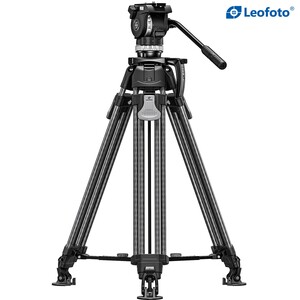 Leofoto - Leofoto LVF-163C+FH-10 Karbon Fiber Profesyonel Video Tripot Kit (Çift Kademeli 75mm Küre + FH-10 Sıvı Kafa)