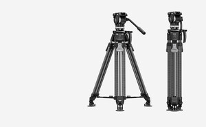 Leofoto - Leofoto LVF-163C+FH-10 Karbon Fiber Profesyonel Video Tripot Kit (Çift Kademeli 75mm Küre + FH-10 Sıvı Kafa) (1)