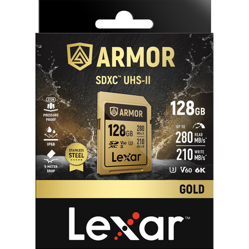 Lexar 128GB 280MB/s ARMOR GOLD Serisi SDXC UHS-II Hafıza Kartı