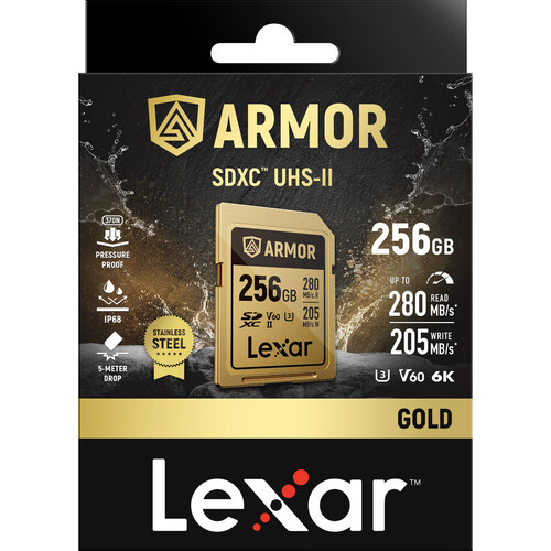 Lexar 256GB 280MB/s ARMOR GOLD Serisi SDXC UHS-II Hafıza Kartı