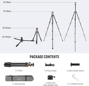LITETRIP LT35 Karbon Fiber Tripod (49-155cm) 1,13kg - Thumbnail