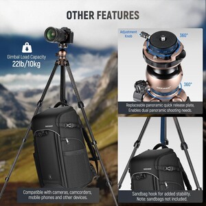 LITETRIP LT35 Karbon Fiber Tripod (49-155cm) 1,13kg - Thumbnail