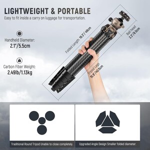 LITETRIP LT35 Karbon Fiber Tripod (49-155cm) 1,13kg - Thumbnail