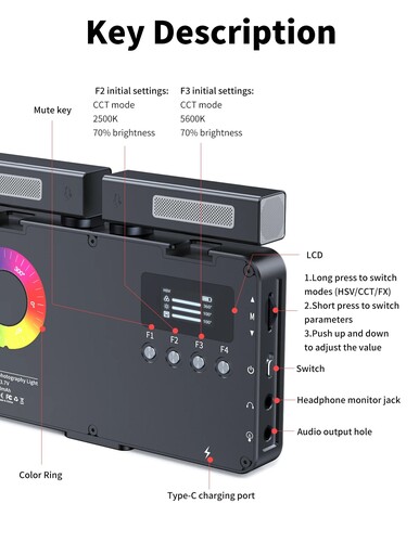 Mamen SML-V02 Çift Mikrofonlu RGB LED Video ve Fotoğraf Efekt Işığı