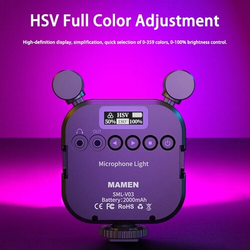 Mamen SML-V03 Çift Mikrofonlu RGB Vlog Işığı