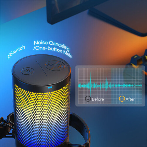 Maono DGM20 GamerWave Condenser USB Gaming RGB Mikrofon (Siyah)