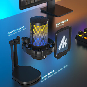 Maono DGM20 GamerWave Condenser USB Gaming RGB Mikrofon (Siyah) - Thumbnail