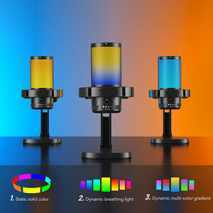 Maono DGM20 GamerWave Condenser USB Gaming RGB Mikrofon (Siyah) - Thumbnail