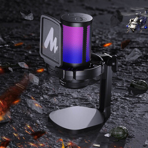 Maono DGM20 GamerWave Condenser USB Gaming RGB Mikrofon (Siyah) - Thumbnail