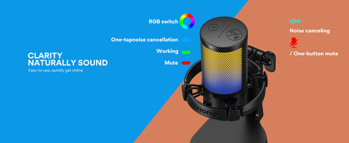 Maono DGM20 GamerWave Condenser USB Gaming RGB Mikrofon (Siyah)