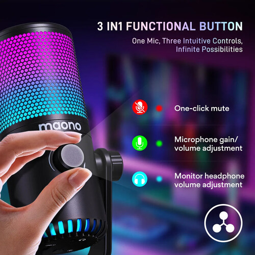 Maono DM30RGB USB Gaming Mikrofon (Beyaz)