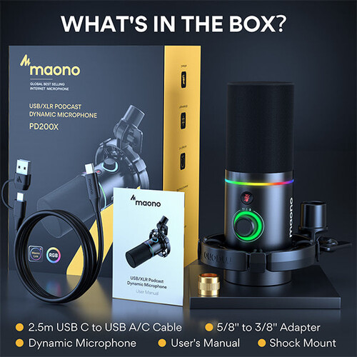 Maono PD200X USB/XLR Dinamik Mikrofon (Siyah)