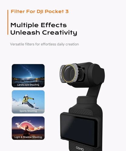 Movmax DJI Pocket 3 İçin ND 16/64/256/CPL Filtre Seti
