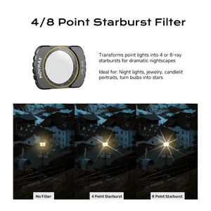 Movmax DJI Pocket 3 İçin Özel Efekt Filtre Seti (4/8 Point Starburst, Blue-Streak) - Thumbnail