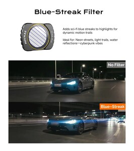 Movmax DJI Pocket 3 İçin Özel Efekt Filtre Seti (4/8 Point Starburst, Blue-Streak) - Thumbnail