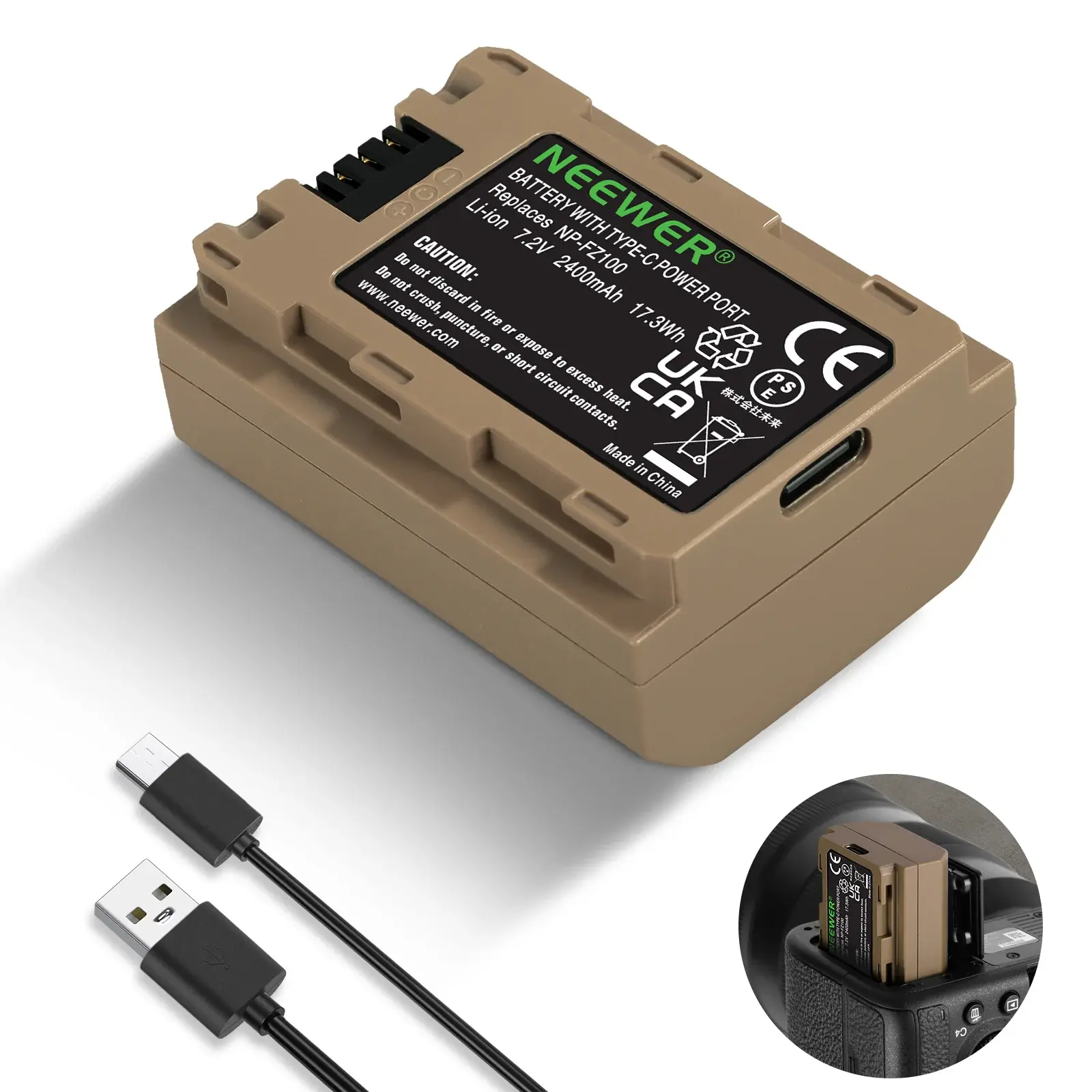 Neewer 2400mAh NP-FZ100 Yedek Batarya (Sony Uyumlu)